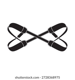 Black ski straps design a minimalist illustration of winter sports equipment
