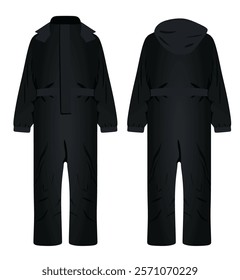 Black ski suit. vector illustration