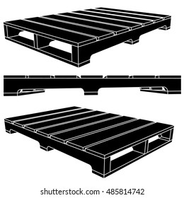 Black skid icon pallets for moving vector style