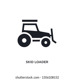 black skid loader isolated vector icon. simple element illustration from industry concept vector icons. skid loader editable logo symbol design on white background. can be use for web and mobile