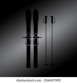 Black Skiing gear set - assortment of skiing equipment silhouette 