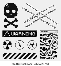 Black skill and crossbones Street wear fashion design elements