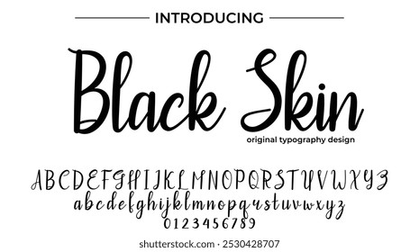 Black Skin Font Stylish brush painted an uppercase vector letters, alphabet, typeface