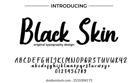 Schwarze Skin Font Stilvoller Pinsel gemalt ein Großbuchstaben, Vektorbuchstaben, Alphabet, Schrift