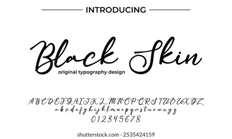 Black Skin Font Stylish brush painted an uppercase vector letters, alphabet, typeface