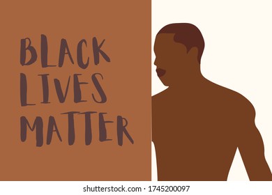 Black skin man with the text "Black Lives Matter". Vector illustration.