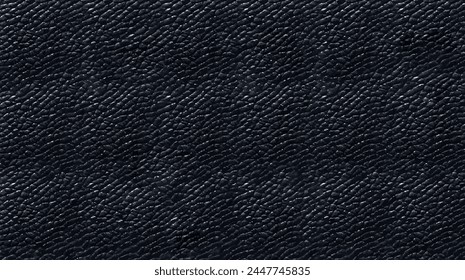 Black skin textile. Texture of leather. Surface with different black gradient. Lizzard or fish. Wallet, briefcase or purse from fibere material. Realistic 3D vector illustration