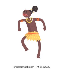 Black skinned man aborigine in angry pose