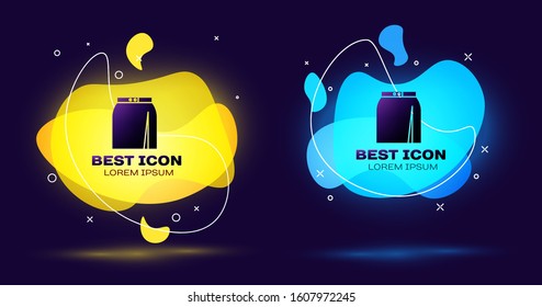 Black Skirt icon isolated on blue background. Set abstract banner with liquid shapes. Vector Illustration