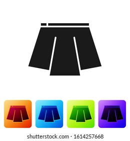 Black Skirt icon isolated white background  Set icons in color square buttons  Vector Illustration