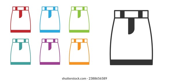 Black Skirt icon isolated on white background. Set icons colorful. Vector