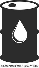 Black skirt with oil label. A barrel of oil. Flat icon for mobile concept and web design. Vector image isolated on a white background.