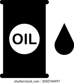 Black skirt with oil label. A barrel of oil. Flat icon for mobile concept and web design. Vector image isolated on a white background.