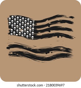 Black And Skull American Flag Vector Illustration Design