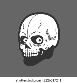 Black Skull Bone Head Mask Face Scary Funny Creepy Free Hand Drawing Drawn Cartoon Line Drawing Illustration Sketch Doodle PNG Vectors EPS