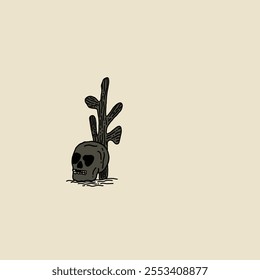 black skull and cactus logo