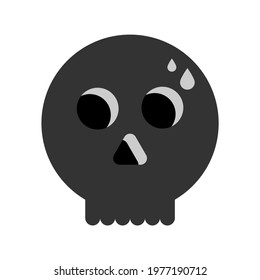 Black skull cartoon image is shocking isolated on white background.