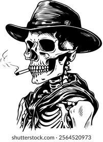 Black skull with cowboy style