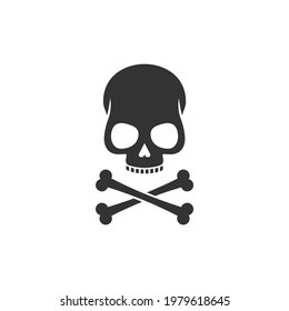 Black skull and crossbones hand drawn. Vector illustration.