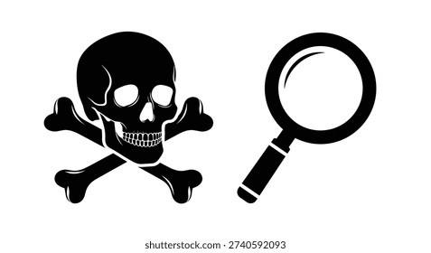 Black skull and crossbones icon