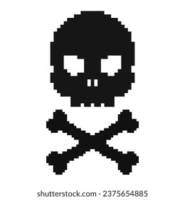 Black skull and crossbones pixel art style
