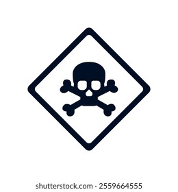 Black skull with crossed bones. Safety sign. Signs of danger or alerts. Danger attention, toxic poison element design. Vector illustration