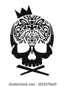 Black Skull With Crown Vector