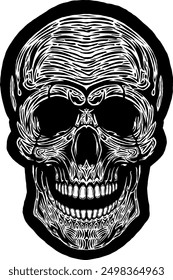 Black Skull Design Vector Hand Drawing