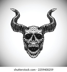 Cráneo Negro Diablo Satan Horn Hell King Dark Vector Detallado Material De Ilustración Realista