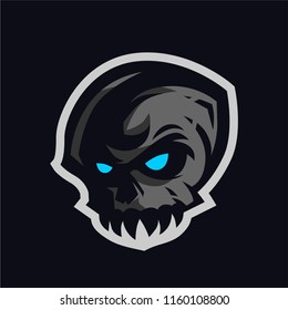 Black skull gaming esport logo template