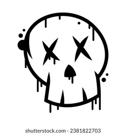 Black Skull Graffiti as Street Wall Painting Art Vector Illustration