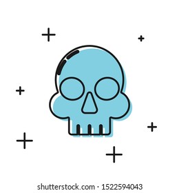 Black Skull icon isolated on white background. Happy Halloween party.  Vector Illustration