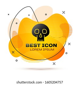 Black Skull icon isolated on white background. Abstract banner with liquid shapes. Vector Illustration