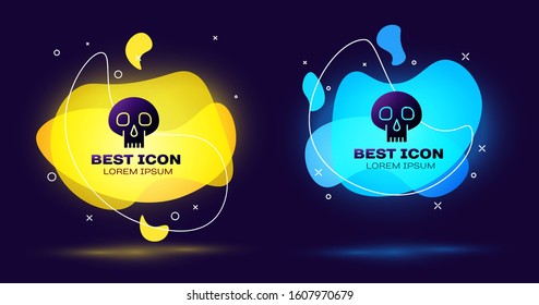 Black Skull icon isolated on blue background. Set abstract banner with liquid shapes. Vector Illustration