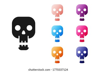 Black Skull icon isolated on white background. Happy Halloween party. Set icons colorful. Vector Illustration