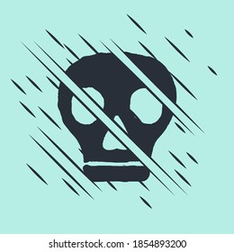 Icono de Black Skull aislado en fondo verde. El estilo de Glitch. Vector