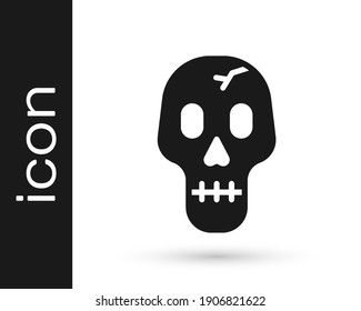 Black Skull icon isolated on white background. Happy Halloween party.  Vector