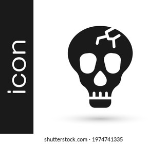 Black Skull icon isolated on white background. Happy Halloween party.  Vector