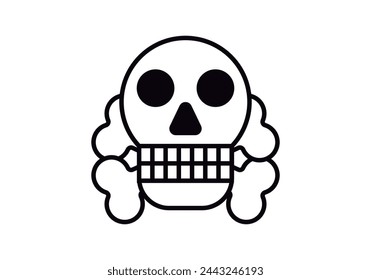 Black skull or skull icon on white background.