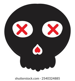 black skull illustration isolated on white background