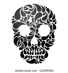 Black Skull isolated on white background. EPS 8 vector illustration.