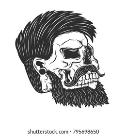 Black skull isolated on white background.Vector illustartion.