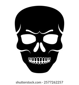 Black skull. Isolated vector illustration for rock store, tattoo, print, background, logo