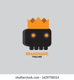 Black Skull King, The skull and crown of the king in a simple design, black and gold, very elegant with a simple design.
