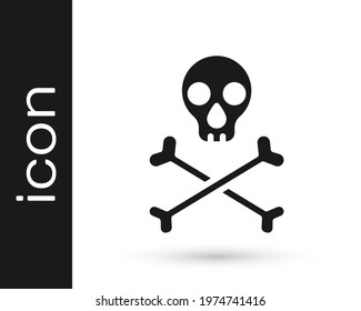Black Skull on crossbones icon isolated on white background. Happy Halloween party.  Vector