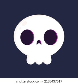 Black Skull on dark blue background. Skull icon. Halloween icon.