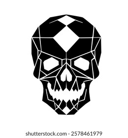 
Black skull on light background, abstract design, black and white vector.