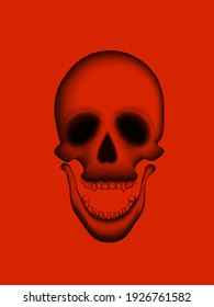 Schwarzer Schädel auf rotem Hintergrund. Vektorgrafik.