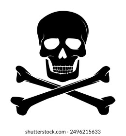 Black skull on a white background.