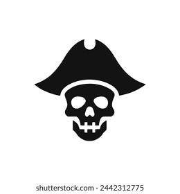 diseño de plantilla de ilustración vectorial de logotipo pirata de calavera negra